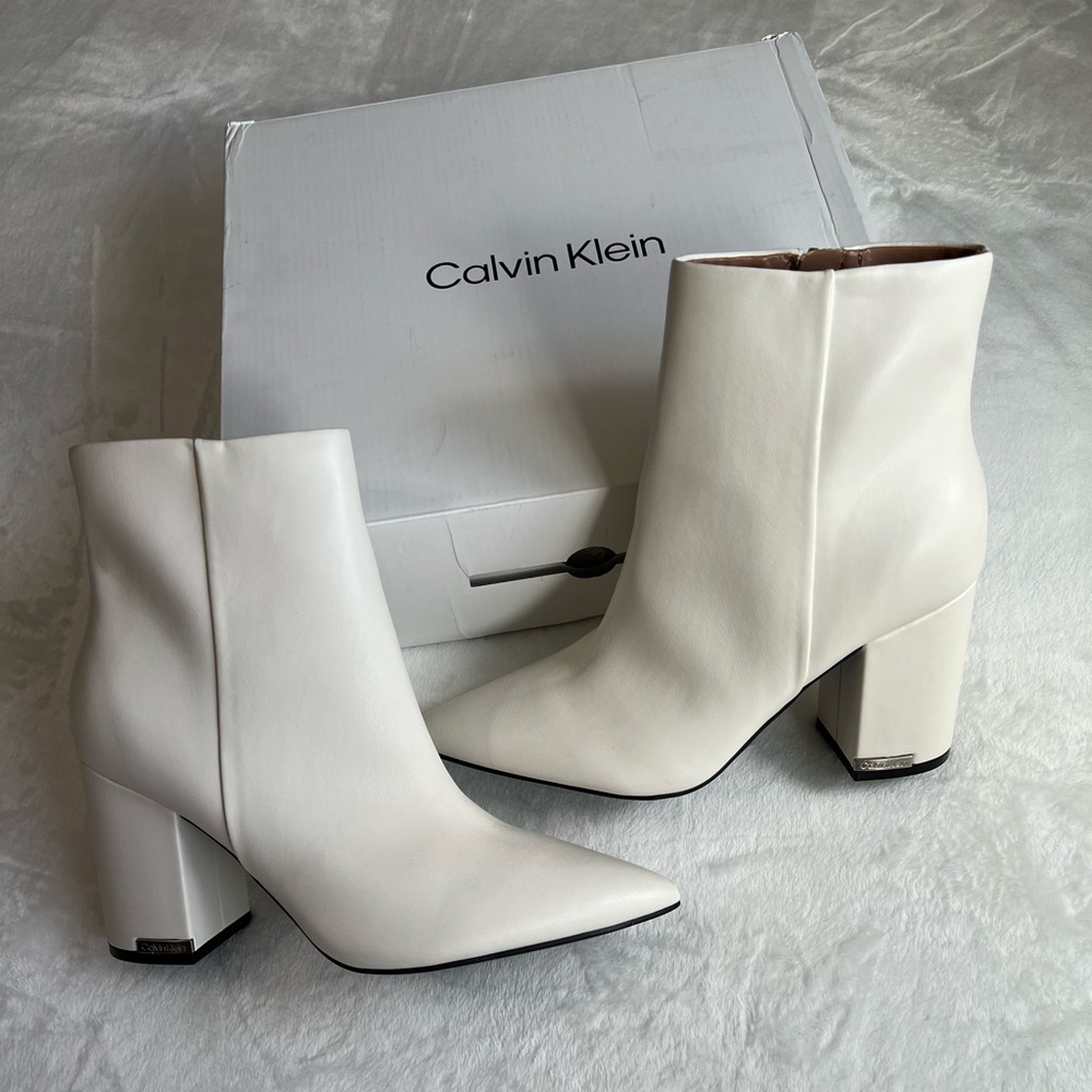 Calvin Klein Minna2 Mid Shaft Boots Belk, Color: Ivory NWT